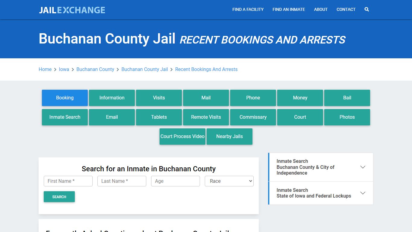 Buchanan County Jail IA Recent Arrests and Bookings - Jail Exchange